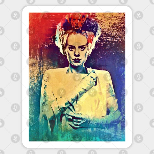 Bride of Frankenstein Psychedelic Sticker by OrionLodubyal